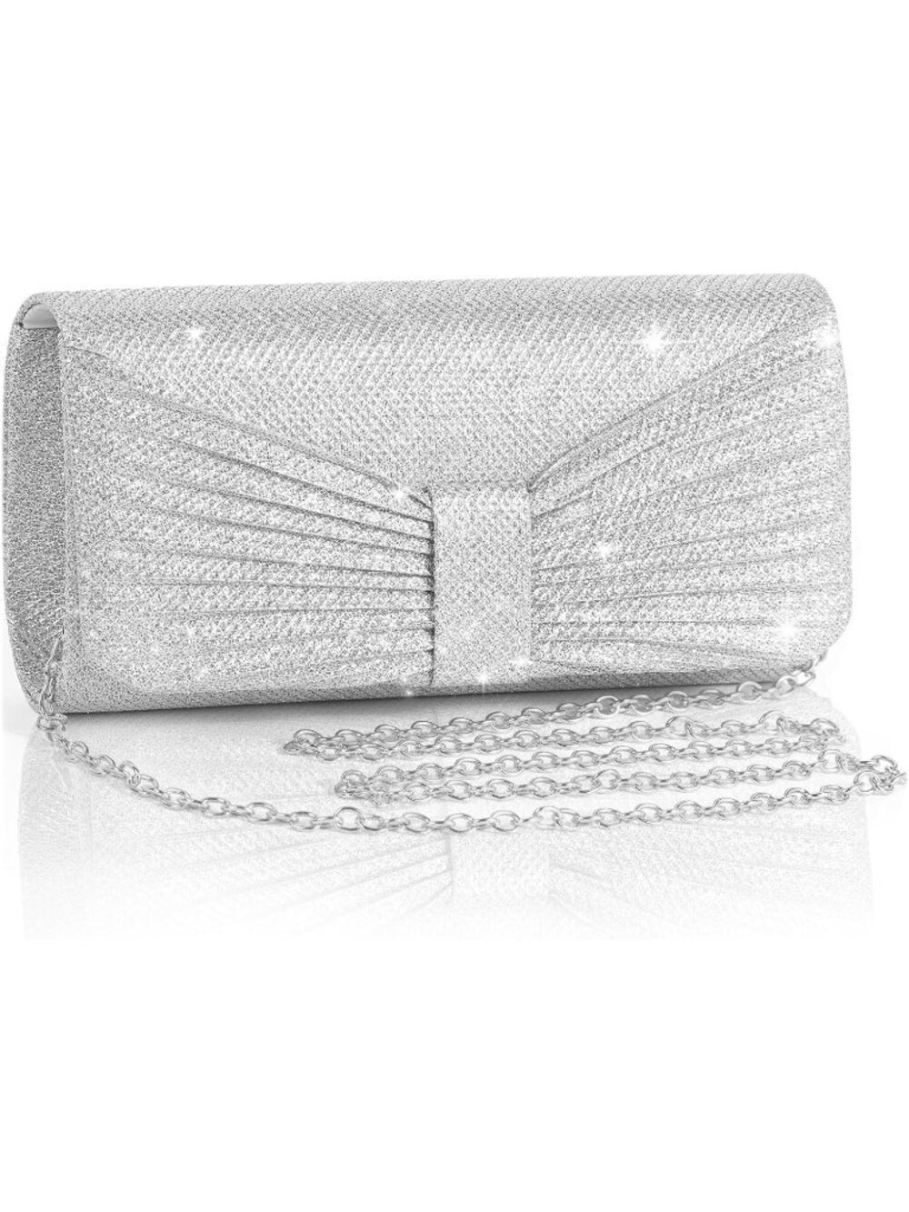👜 Women's Silver Wedding Bag Sparkling Party Handbag with Detachable Chain